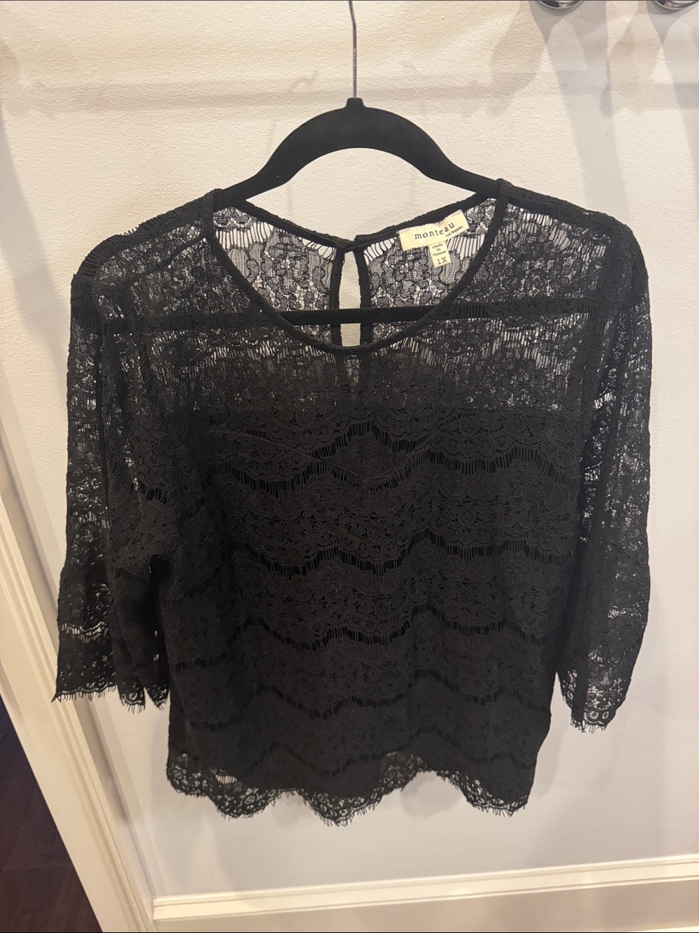 Monteau Black Lace Women's Top